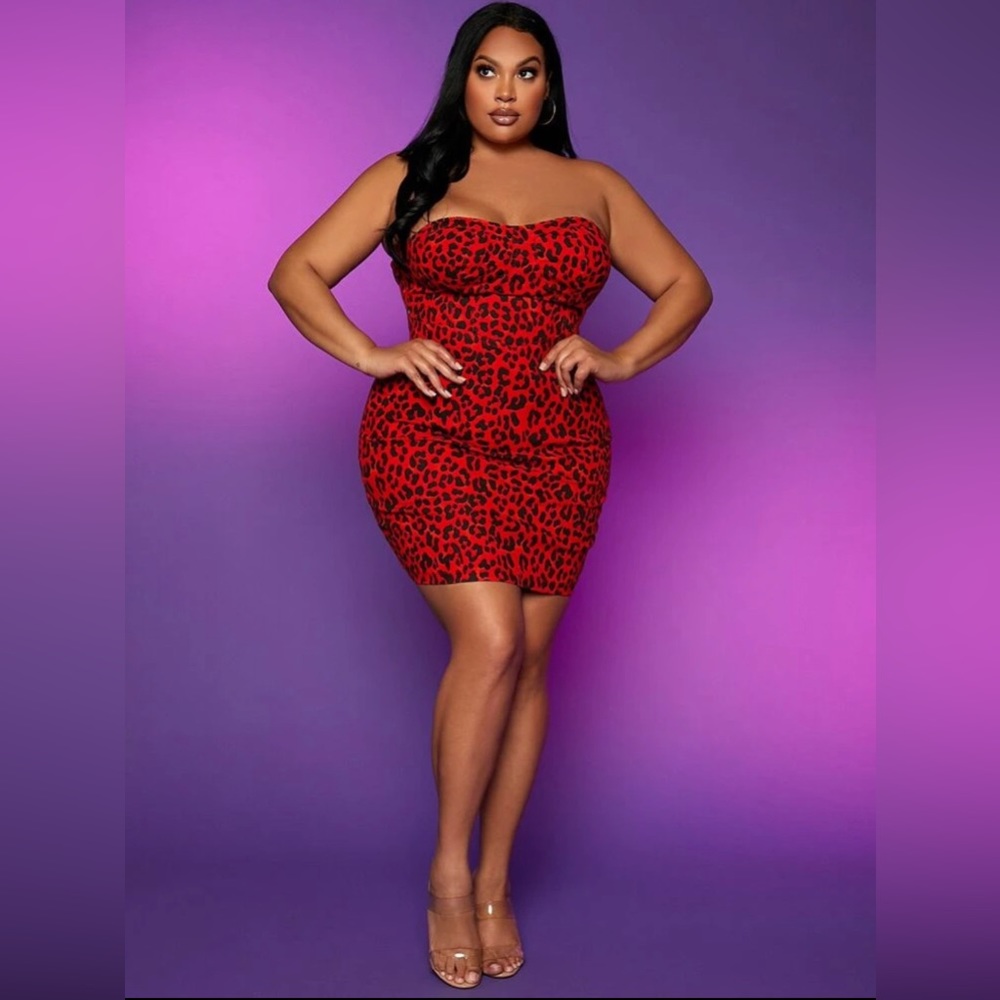 SHEIN Plus Size Leopard Print Bodycon Dress
